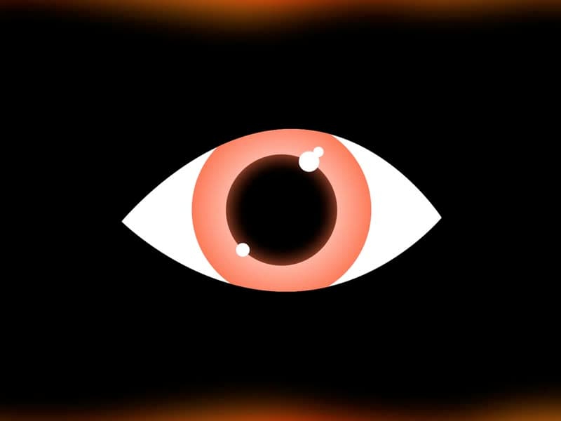 An animated cartoon eye